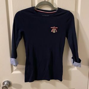 Tommy Hilfiger navy 3 quarter length sleeve shirt